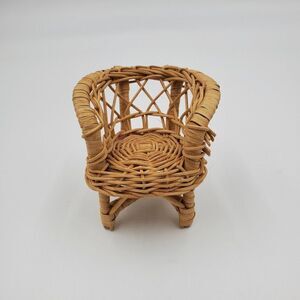 Vintage Barbie Doll Wicker Chair Light Brown